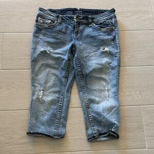 Vigoss Light Blue Distressed Cropped Jeans